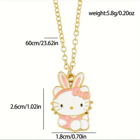 Princess Hello Kitty Necklace, Hello Kitty In Crown With Teddy Bear Necklace - Picture 3 of 3